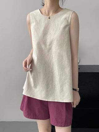 Knotted Back Loose Sleeveless Blouses