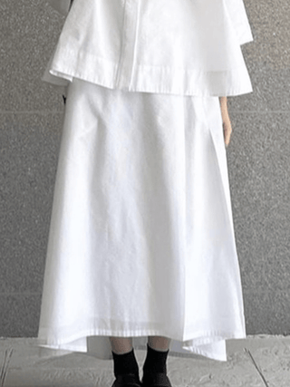 Simple Lapel Loose Short-sleeved Shirt&high Waist Skirt Suit