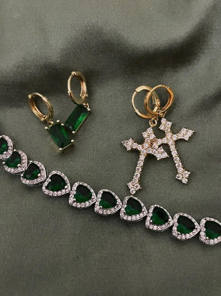 Elegant Green Zircon Crystal Zirconia Sets