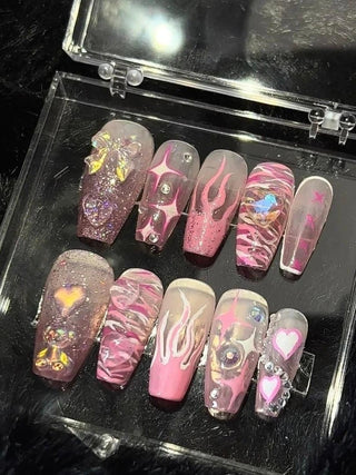 Y2K Hot Girl Pink Extension Nails