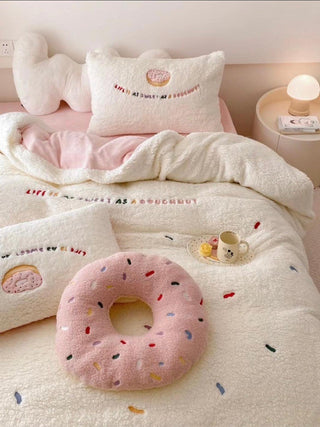 Donut Soft Lambswool Warm Bed Four Piece Sheet Set