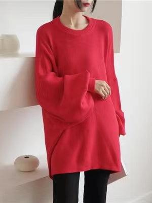 Batwing Sleeves Loose Solid Color Sweater Top