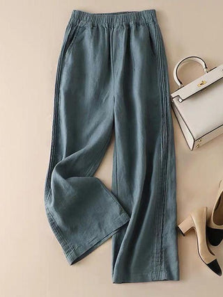 Linen-cotton Wide Casual Pants