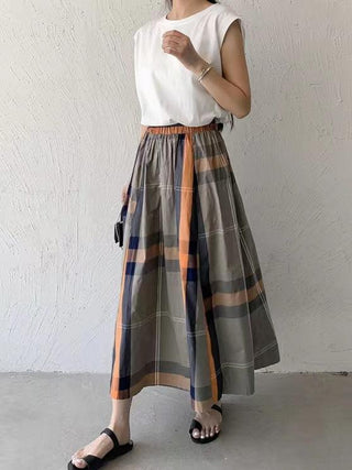 Vintage Plaid Plaid A-line Skirt