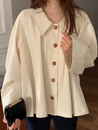 Loose Casual Solid Color All-Match Long-Sleeved Shirt