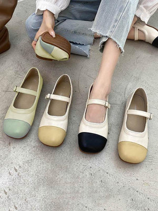 Leisure Fashion Contrast Color Split-Joint Flat Heel Loafer Shoes