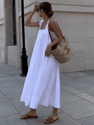 Loose Pleated Suspender A-line Dress
