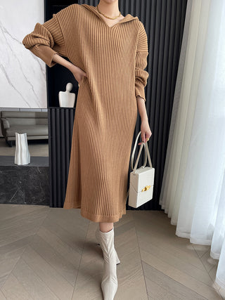 Casual Hooded Knitted Long Dress