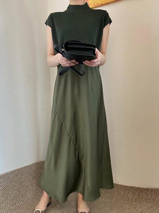 French Elegant Split-joint Short Sleeve Dress
