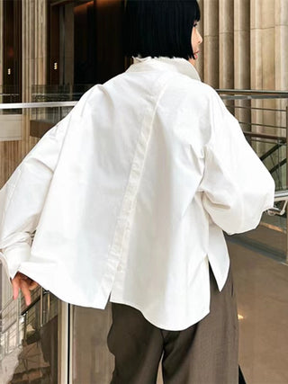 Irregular Long Sleeve Cape White Shirt