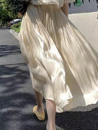 Retro Luminous High Waist Pleated Skirt