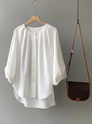 Simple Lantern Sleeve Shirt Blouse