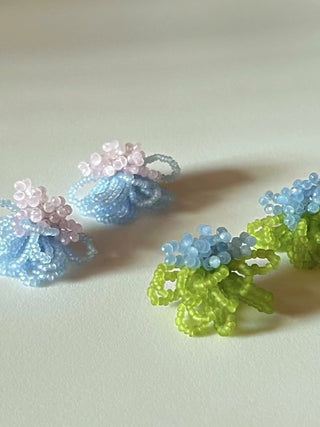 French Retro Color Contrast Beaded Tassel Earrings
