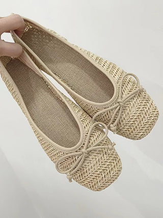 Comfy Straw Bow Ballet Flat