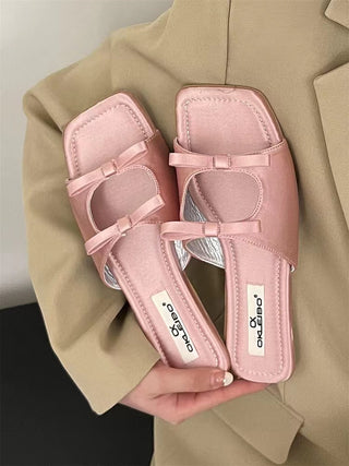 Elegant Bow Slip-On Sandals