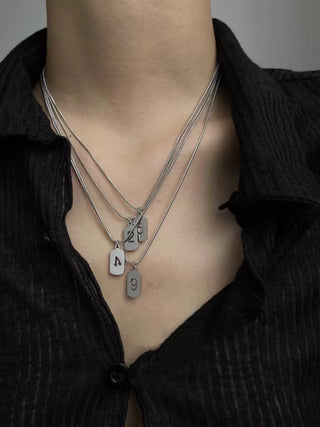 Digital Stacked Square Stainless Steel Necklace