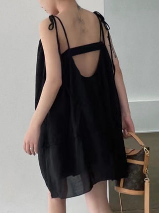 Sexy Backless Suspender Short Dress