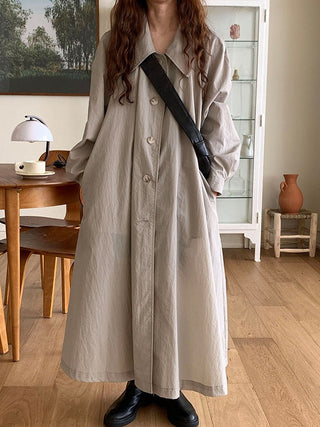 Loose Lapel Single-breasted Shirt Dress Trench Coat