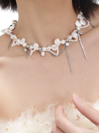 Original Designed Beaded Baroque Pearl Wrap Chocker
