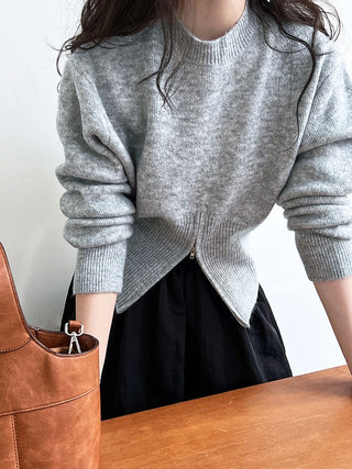 Short Zipper Pullover Sweater