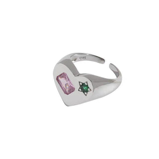 Love Zircon Vintage Ruby and Emerald Open-end Ring