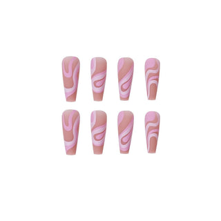 Rose Color Line Press On Nails