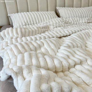 Soft Rabbit Flannel Warm Bed Four Piece Sheet Set