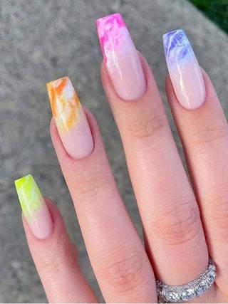 Smudge Rainbow Nails