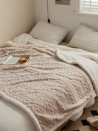 Simple Solid Color Double Layer Thickened Lamb Fleece Blanket