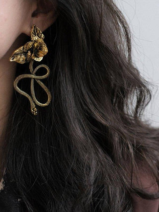 Vintage Snake Shape Flower Shape Earrings Accessories