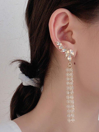 Gorgeous Champagne Rhinestone Wing Earrings