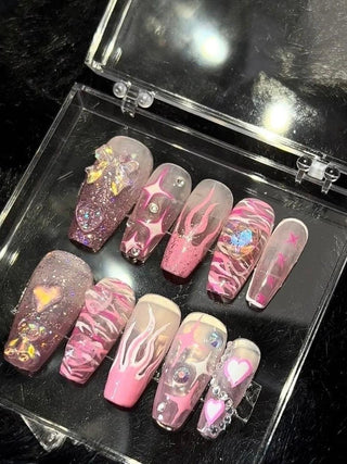 Y2K Hot Girl Pink Extension Nails