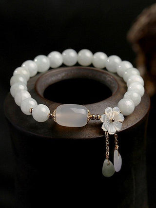 National Jade Beads&Flower Handmade Bracelet