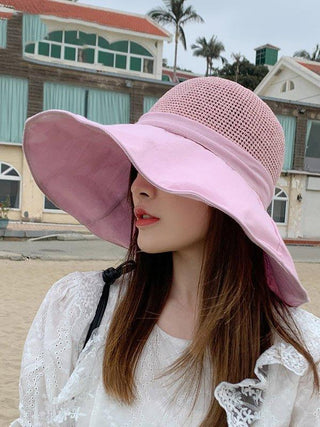 Casual Hollow Sun-Protection Large Wide Brim Bucket Hat - painevida