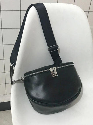 Single Shoulder Diagonal Zipper PU Bag