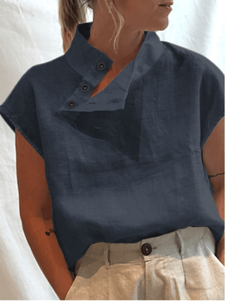 Cotton-blend Stand Collar 5XL Loose Simple T-shirt