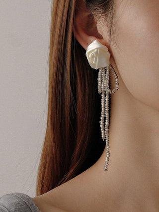 Stylish Chic Flower Bow-Embellished Tassels Earrings