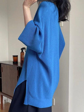 V-neck Loose Ice Silk Knitted T-shirt