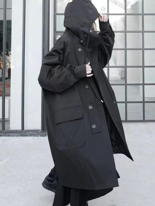 Black Cool Hooded Long Coat – painevida
