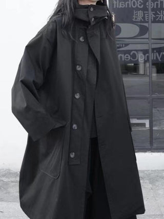 Black Cool Hooded Long Coat