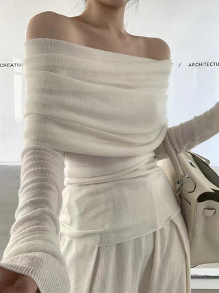 One-shoulder Gentle Knitted Shirt