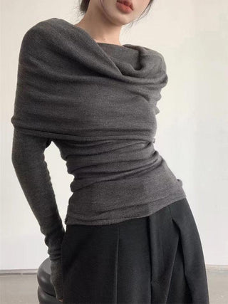 One-shoulder Gentle Knitted Shirt