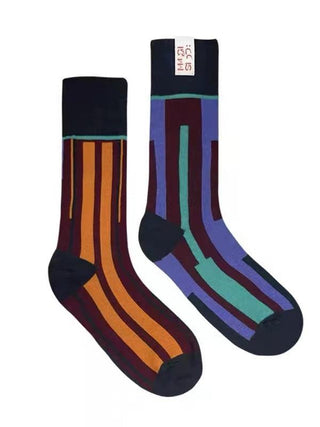 Retro Color Stitching AB Cotton Socks