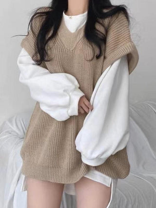 Casual Loose V-neck Knitted Sweater Vest