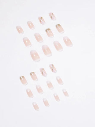 Pink White Gradient False Nails