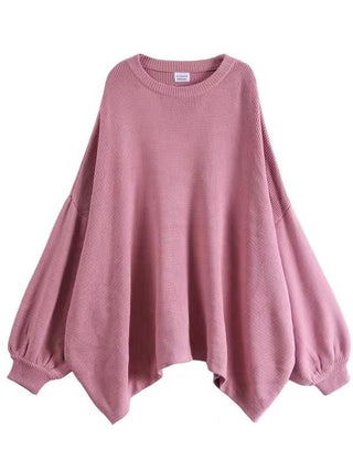Batwing Sleeves Loose Solid Color Sweater Top