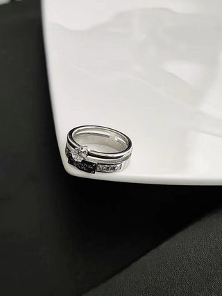 Zircon Titanium Steel Double Layer Ring