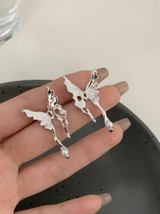 S925 Silver Needle Liquid Butterfly Earrings