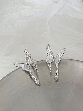 S925 Silver Needle Liquid Butterfly Earrings