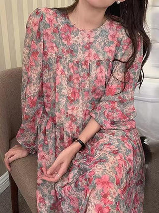Floral Chiffon Long Sleeve Dress